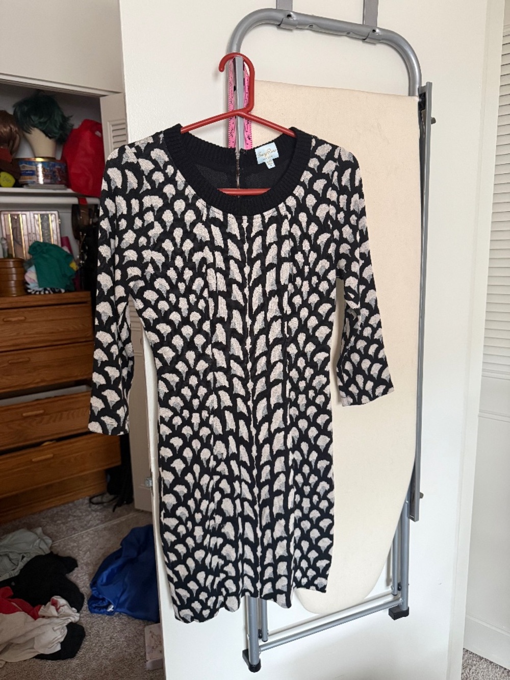 Tracy Reese Black and White Print Sweater Dress Size 2